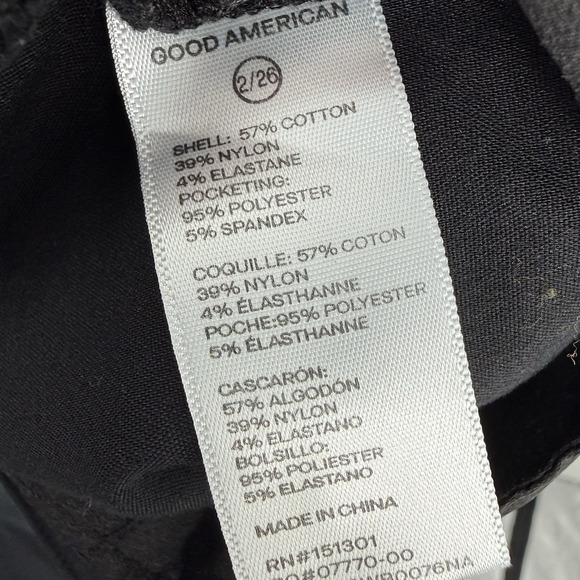 Good American Womens Black Trousers Size 2/26 Dress Pants Wide Leg Raw Hem - Picture 7 of 8